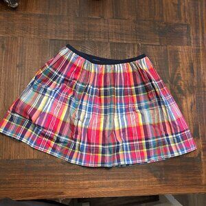 Polo Ralph Lauren Blue Plaid Lined Elastic Waist Skirt ~ GIRLS L (12-14) ~ EUC
